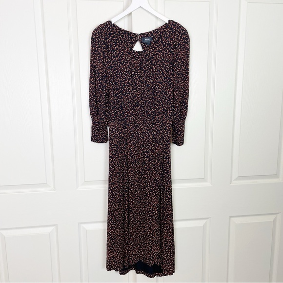 Anthropologie Maeve Chatham Geo Print Jersey Knit Midi Dress Cutout Back Sz M - Picture 3 of 13